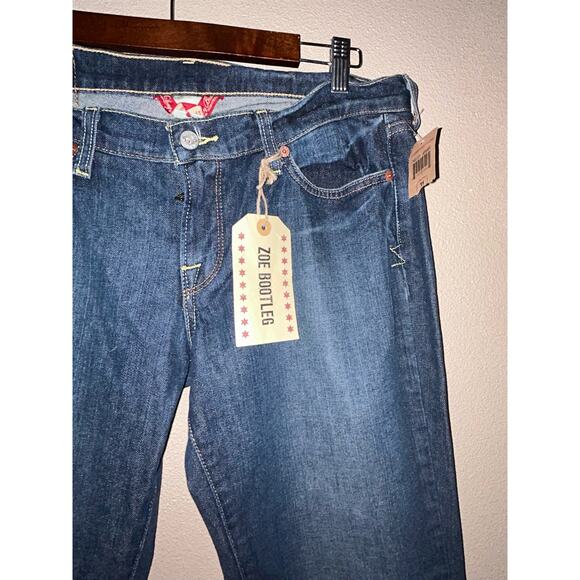 Lucky Brand Zoe Emo Artsy Y2K Bootleg Blue Low Rise Slim Fit Jeans Long - Picture 5 of 13